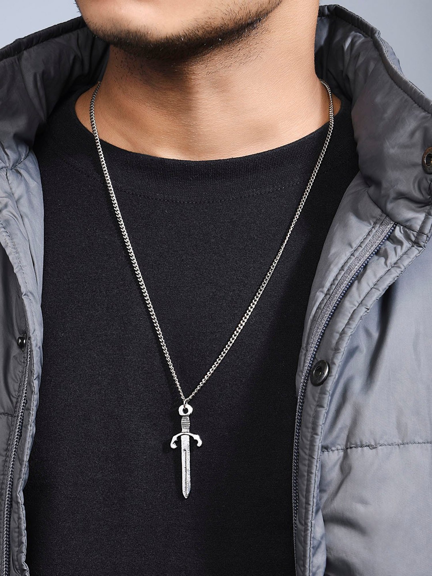 The Bro Code Silver-Plated Sword Pendant Necklace for Men