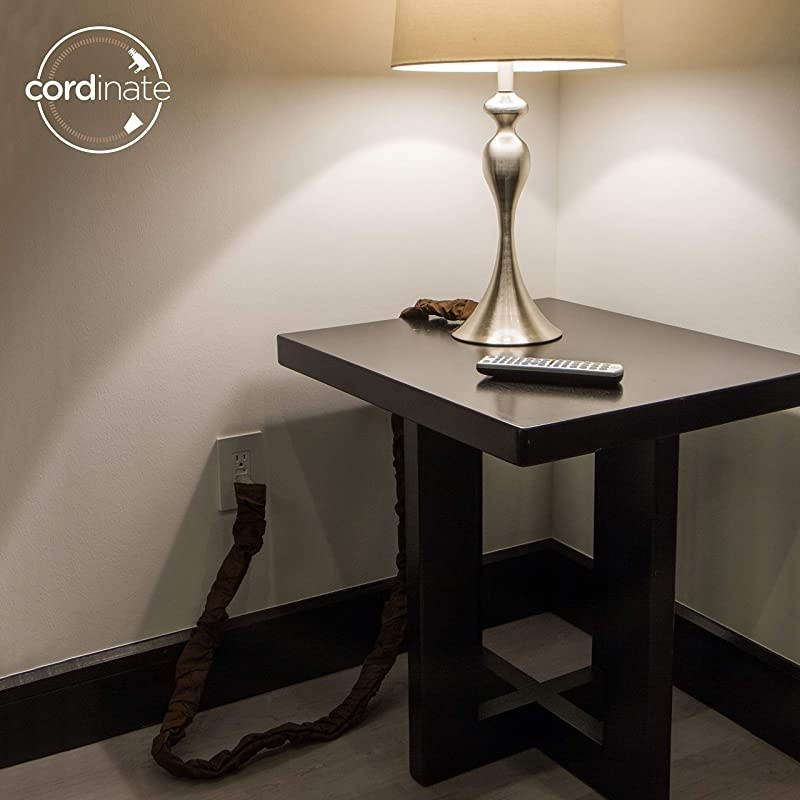 Chocolate Brown Fabric Cord Cover 2 Pack 6 ft Hides Lamps Light Fixtures and Desks Cable Management Easy Installation 48657