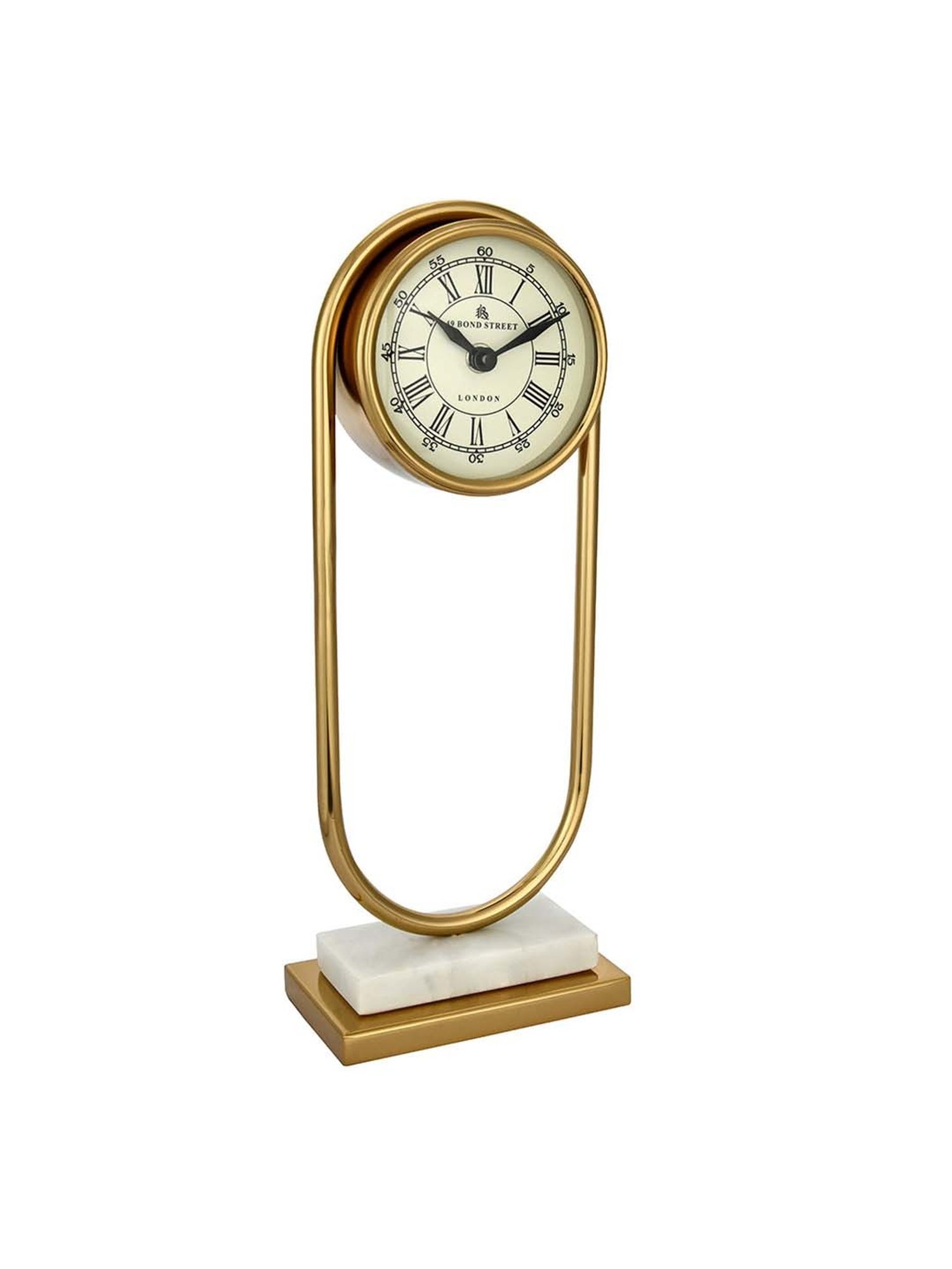 @home Gold Steel Oval Table Clock On Stand