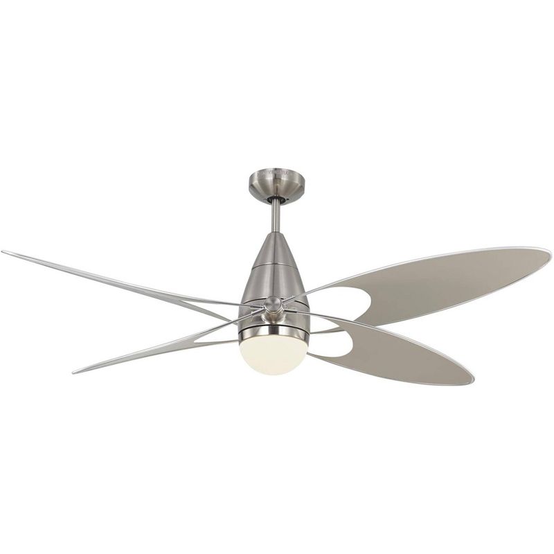 54" Monte Carlo Butterfly Brushed Steel Damp LED Ceiling Fan