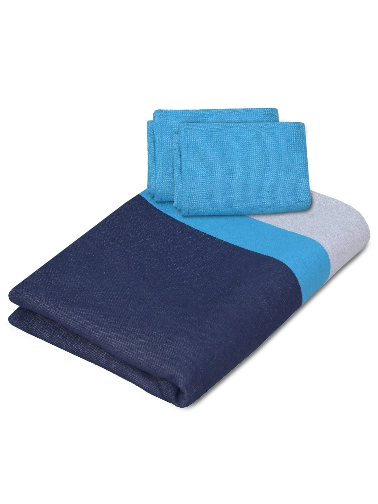 Saral Home Awning Handmade Stripes Blue 200 TC Cotton Queen Bedsheet with 2 Pillow Covers