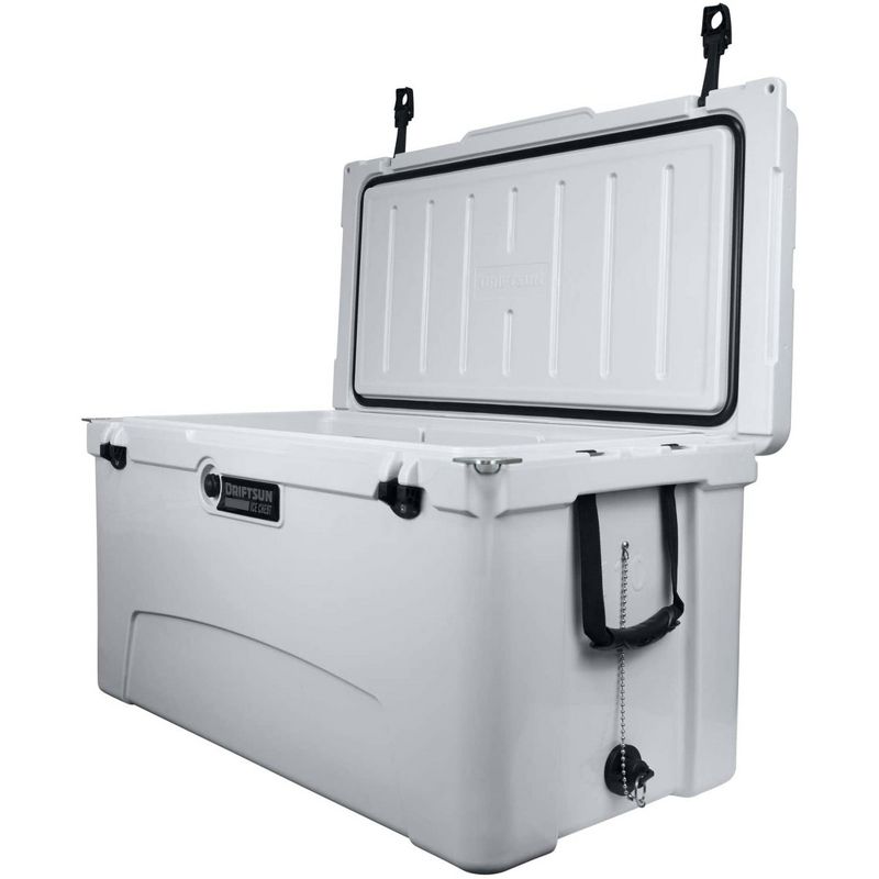 Driftsun Heavy Duty Rotomolded Thermoplastic UV Resistant Portable Commercial Grade 110 Quart Insulated Hard Ice Chest Beverage Cooler, Grey