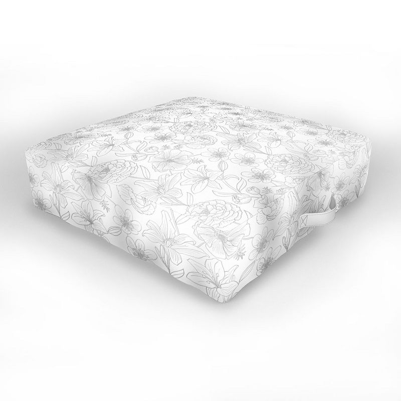Emanuela Carratoni Line Art Floral Theme Outdoor Floor Cushion - Deny Designs