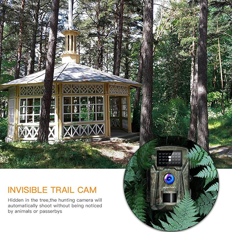 Trail Camera 16MP 1080P NoGlow Infrared Night Vision Hunting Camera for Wildlife Monitoring Garden Home Security Surveillance