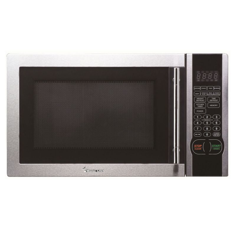 Magic Chef MCM1110ST 1000W 1.1 Cubic Foot Countertop Microwave Oven with Stylish Door Handle, Silver