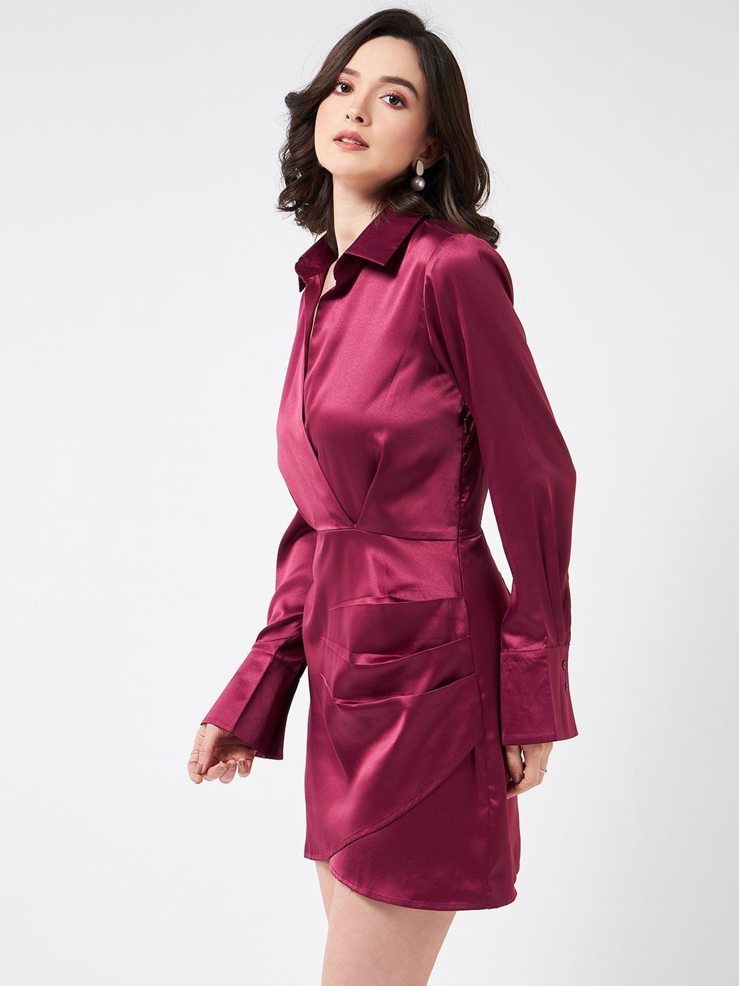 Magre Wine Regular Fit A Line Dress
