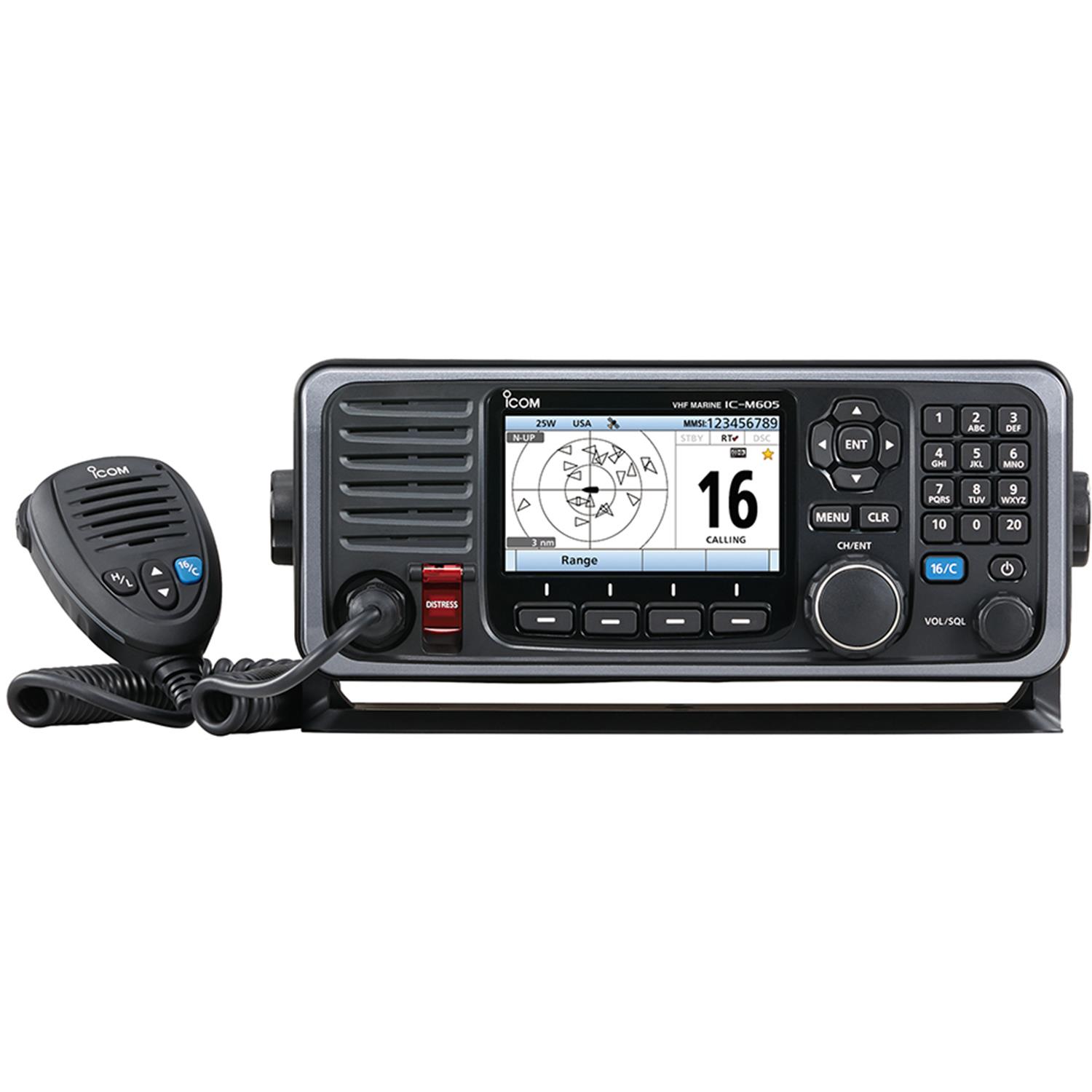 Icom M605 Fixed Mount 25W Vhf W/Color Display, Ais & Rear Mic Connector  Channels - Available = None ; Dsc Class = None
