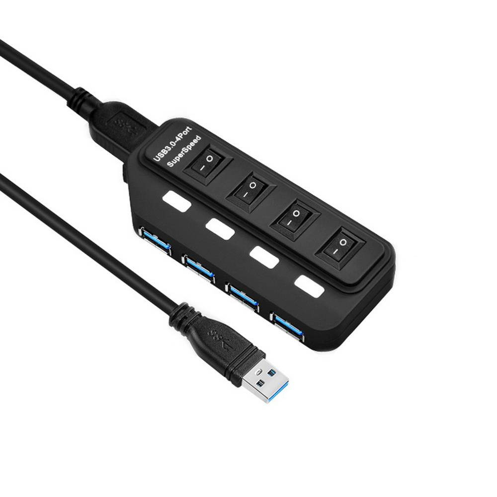 axGear USB 3.0 HUB 4 Port High Speed Data Transfer With Power Adapter LED On / Off Switch