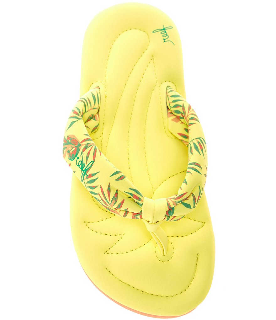 Reef Girls' Pool Float Palm Print Flip Flops (Youth)