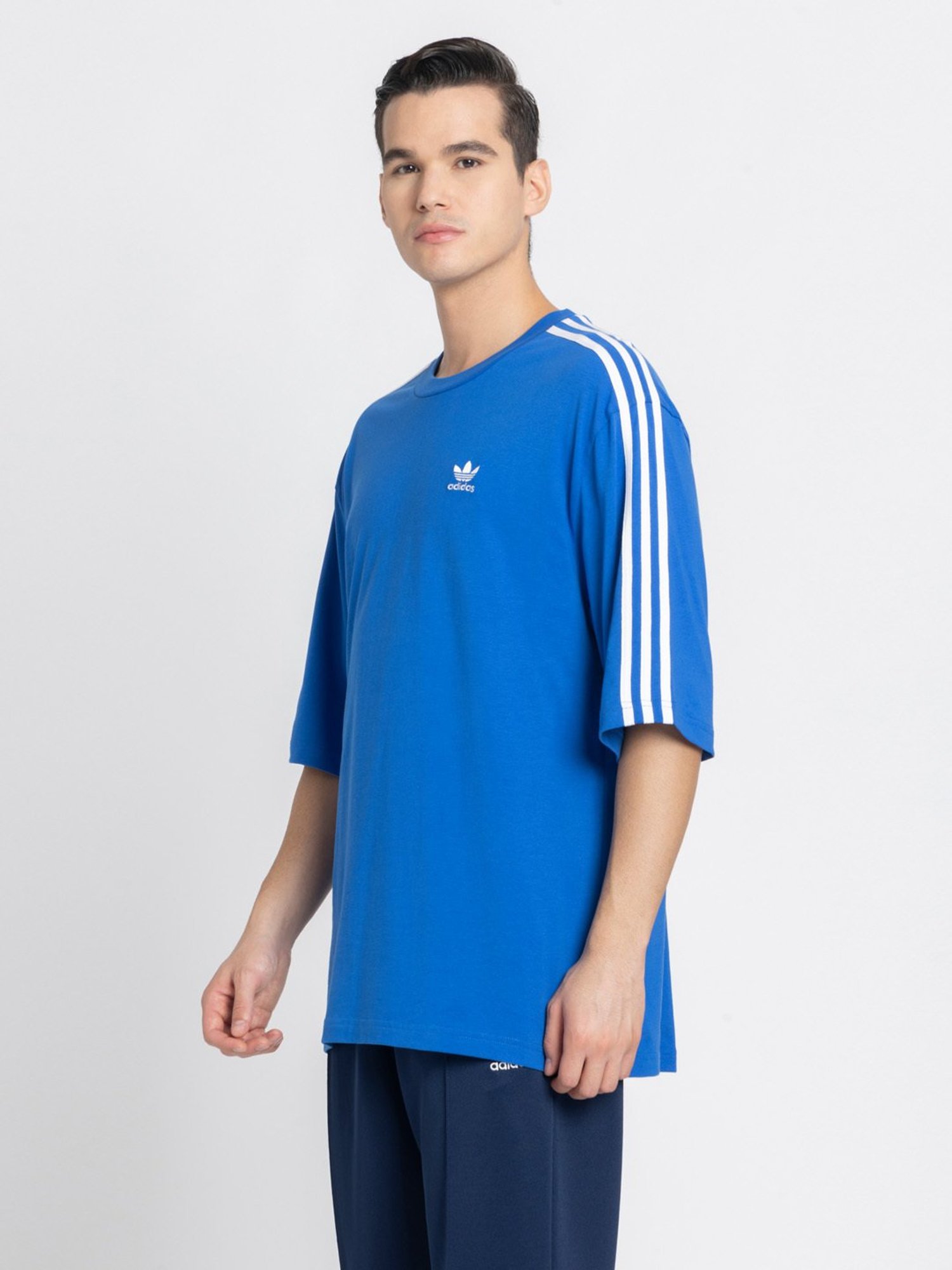 Adidas Blue 100% Cotton Oversized Printed  T-Shirt