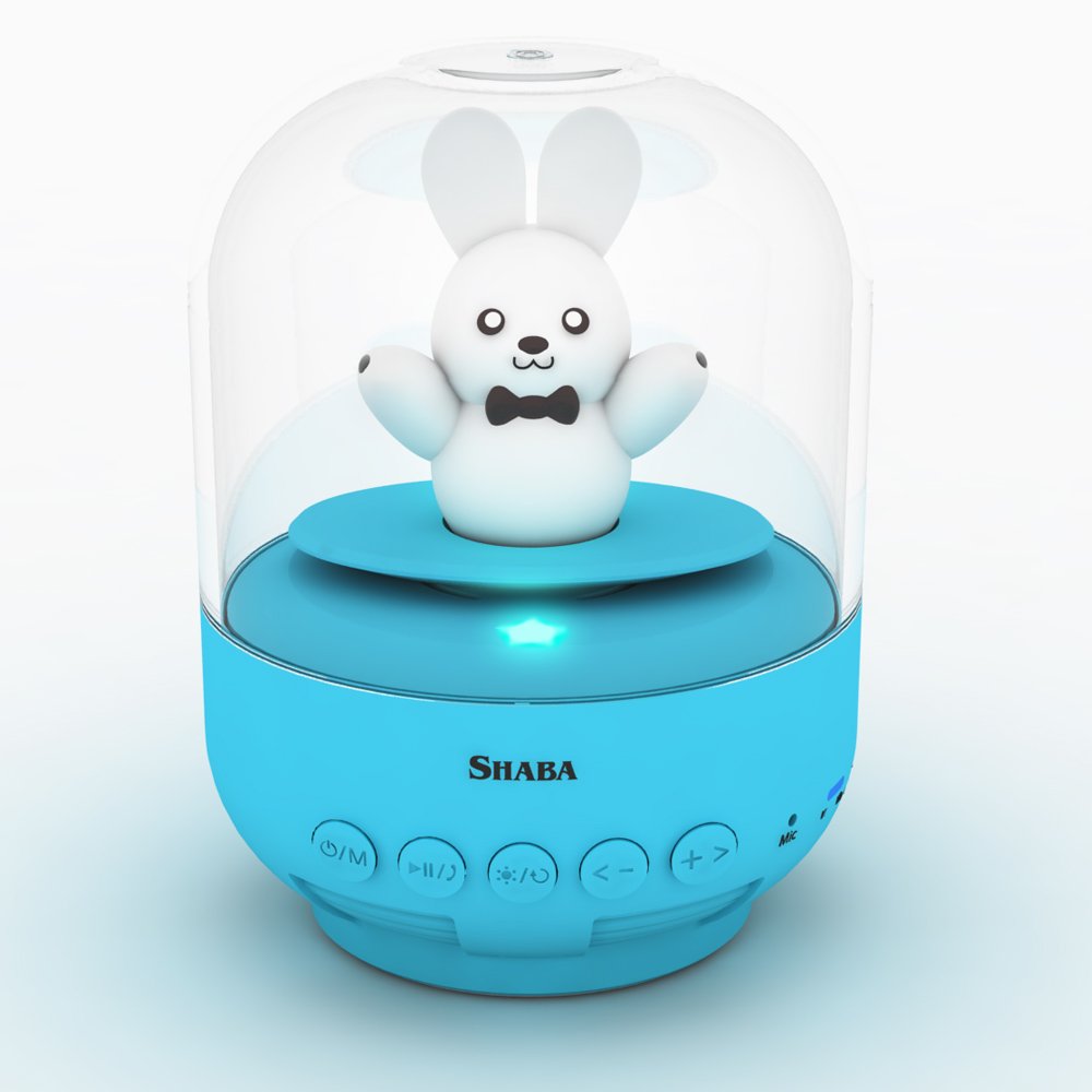 SHABA Speaker for kids, bell Jar animal pet mini Bluetooth speaker with microphone, wireless cute musical toys for Party, home, bedroom, office(Blue Prince Bunny), Gift for Kids
