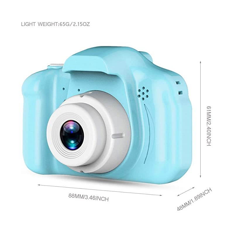 Digital Camera Mini Child Cartoon Shockproof Silicone Rechargeable Video Record Camcorder for Boys Birthday, New Year, Christmas Xmas, Anniversary Present, Light Blue (8GB TF Card Included)