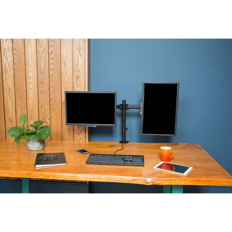 Double Articulated Dual Monitor Desk Mount, Black