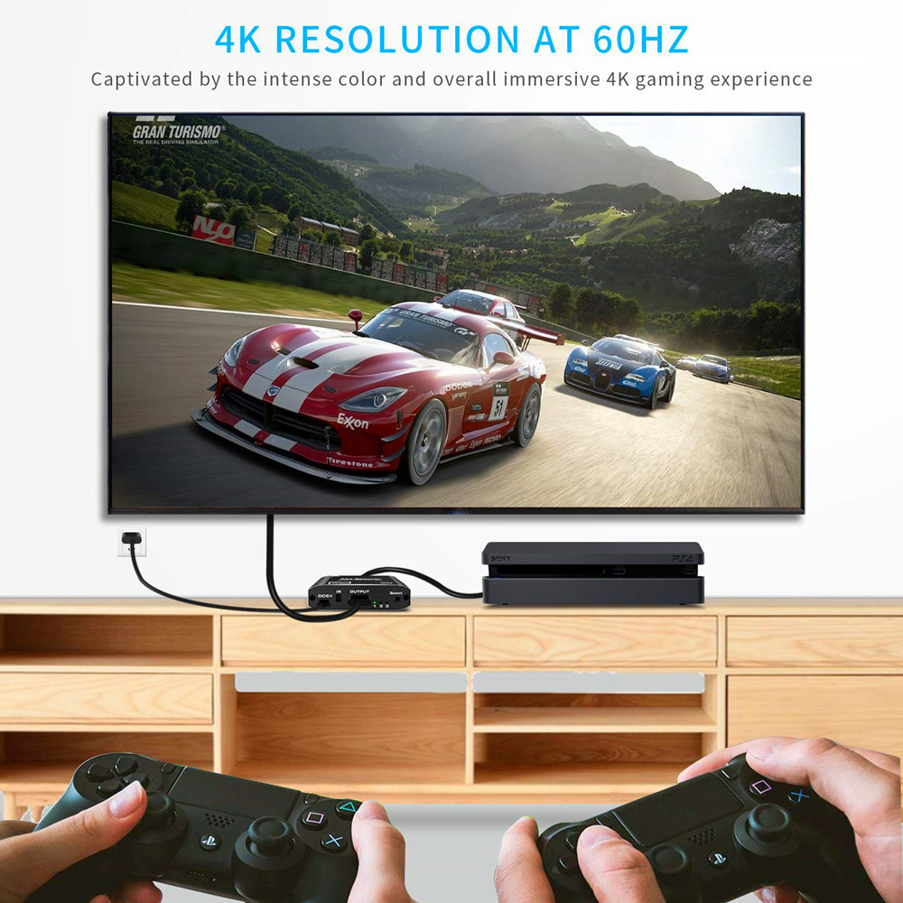 3x1 HDMI Splitter Aluminum HDMI Switch 3 in 1 Out with IR Remote Control, Supports 4k@60HZ 3D HD1080P, HDMI Switcher for PS3 PS4 Pro TV