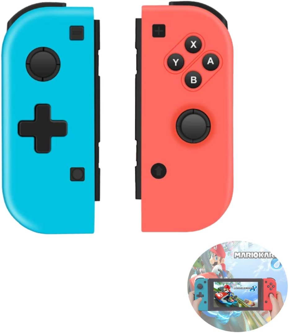 Wireless Joy-Con Controller for Nintendo Switch Console, Left and Right Remote Bluetooth Game Handle, Gyroscope, Vibration Motor, One-key Connection, Not Official Original One, Blue Red