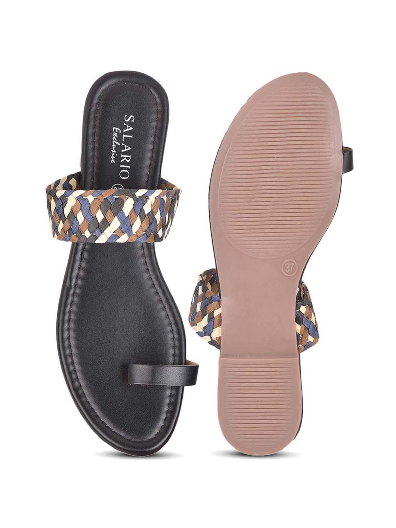 Salario Women's Black Toe Ring Sandals