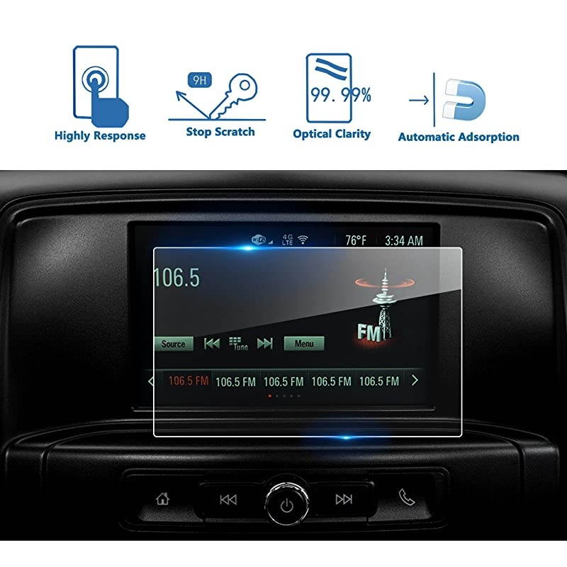 Fit for 2016-2020 2021 GMC Sierra 1500 2500HD 3500HD 7 Inch IntelliLink Car Navigation Screen Protector, [9H] Tempered Glass Center Touch Screen Protector High Clarity (7-Inch)
