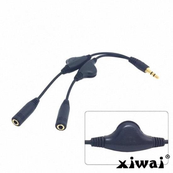 Xiwai 3.5mm Stereo Male to Double 3.5mm Female Audio Headphone Y Splitter Cable with Volume Control Switch