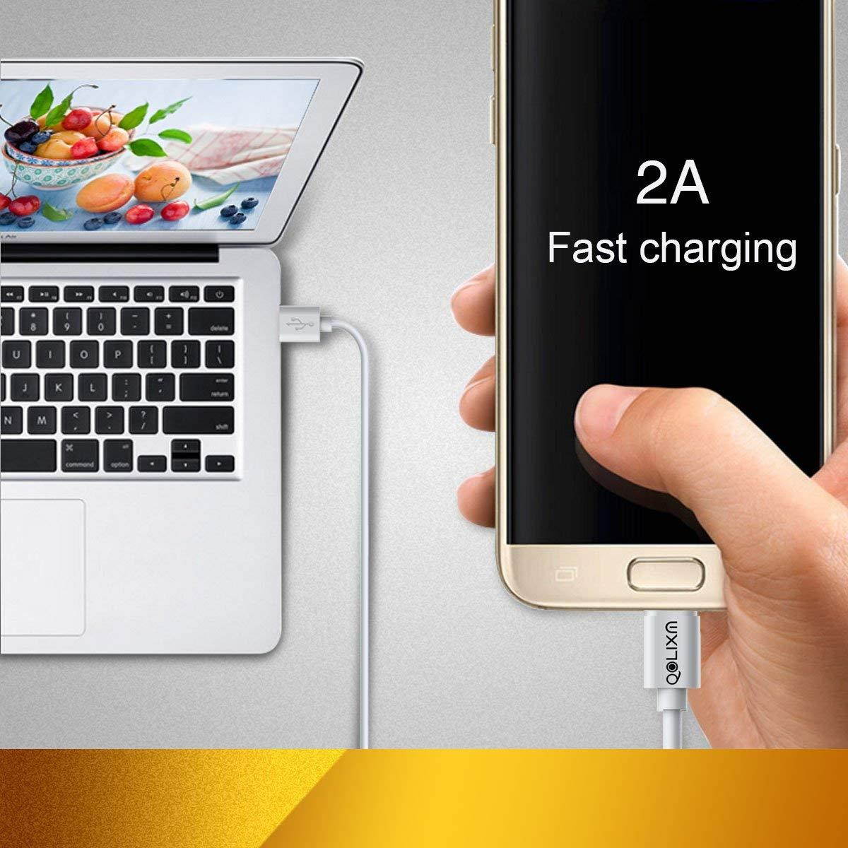 [2-Pack] QOLIXM 3 Feet Micro USB Cable, Quick Charge and Sync Cord for Android/Kindle/Windows/MP3/Camera and Other Device, Black + White