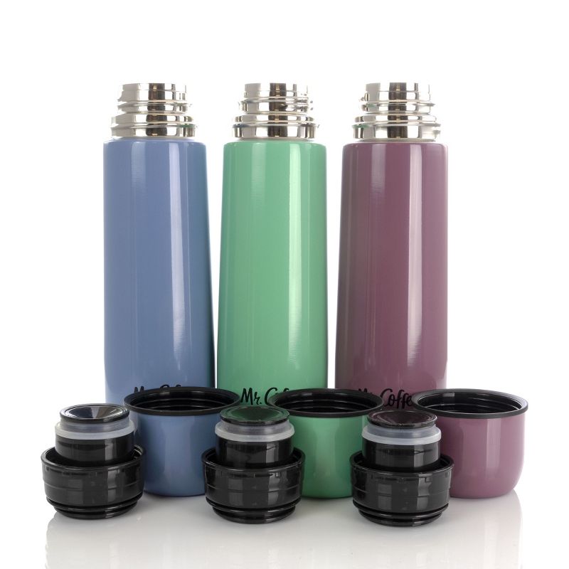 Mr. Coffee Javelin Pastel 15.5 Ounce Stainless Steel Thermal Travel Bottle Set