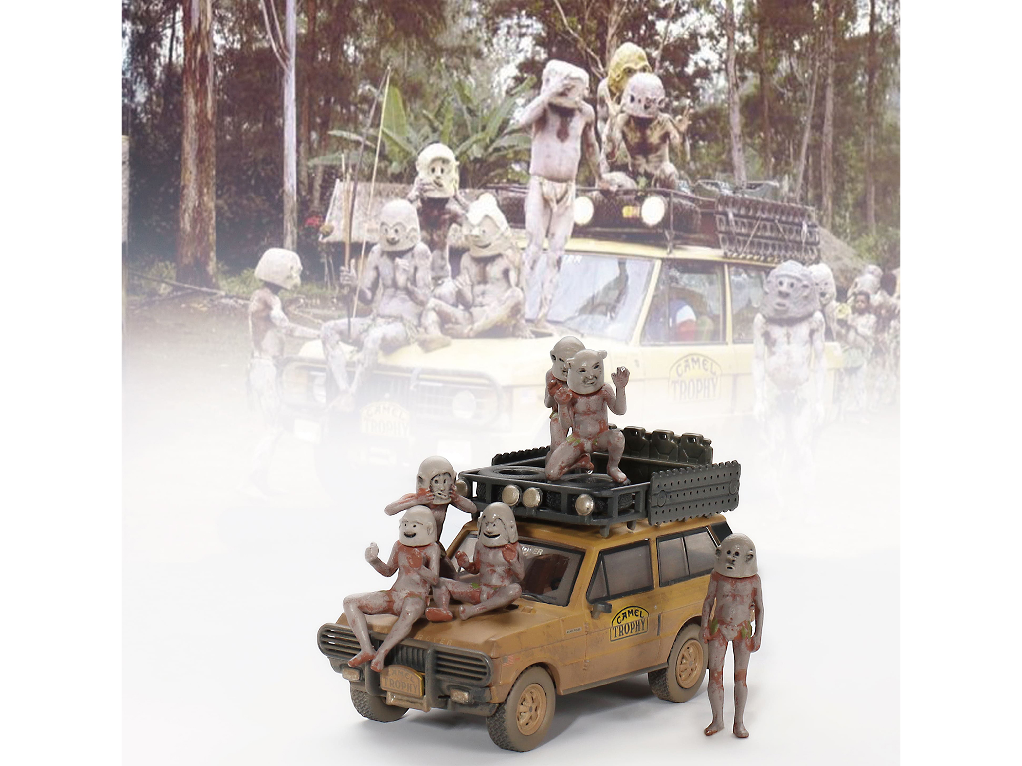 1985 Land Rover Defender 110 County Station Wagon Russet Brown with White Top Limited Edition to 1800 pieces Worldwide 1/64 Diecast Model Car by Mini GT