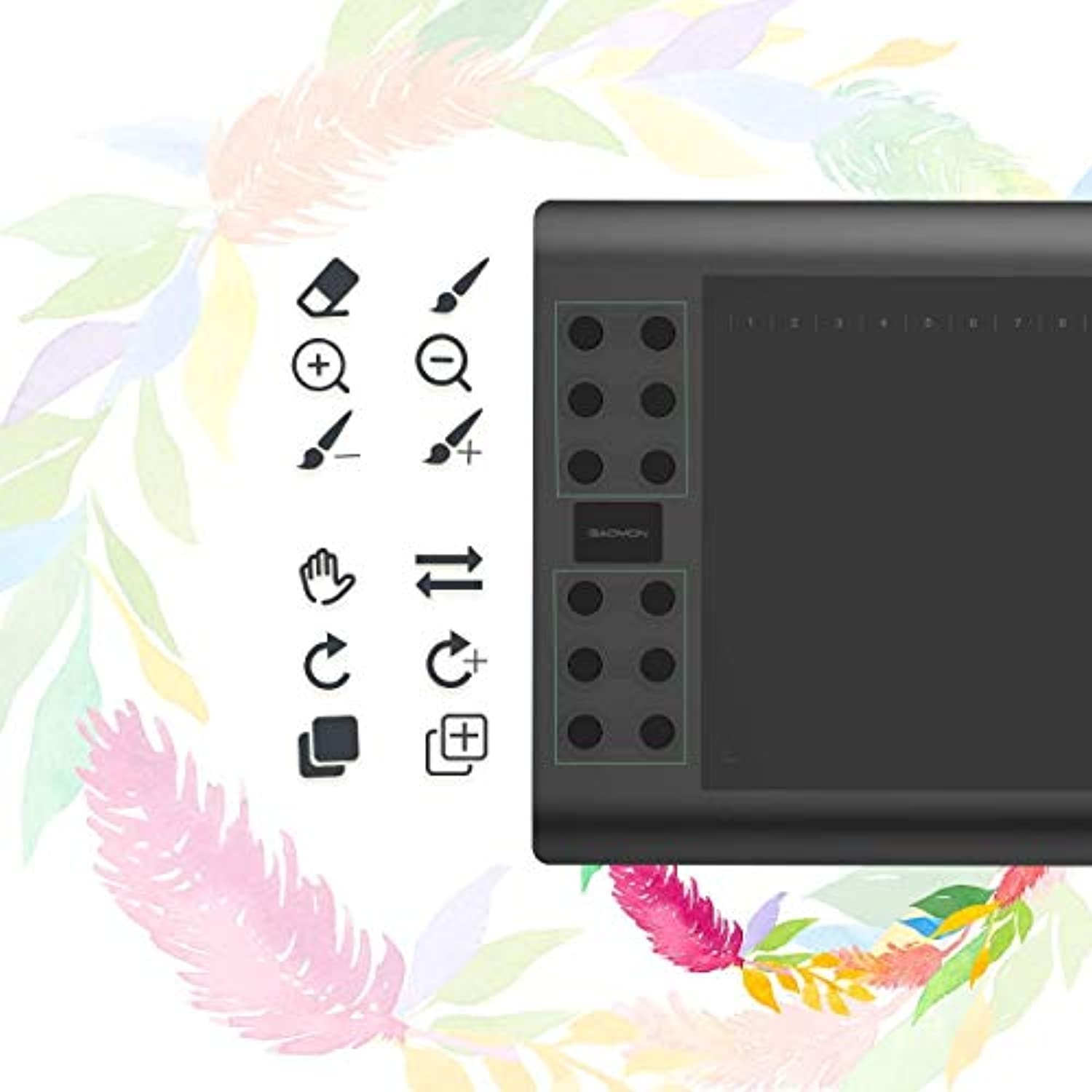 GAOMON M106K PRO 10 x 6.25 Graphics Drawing Tablet Tilt Supported Battery-Free Stylus, with Tablet Stand GMS01