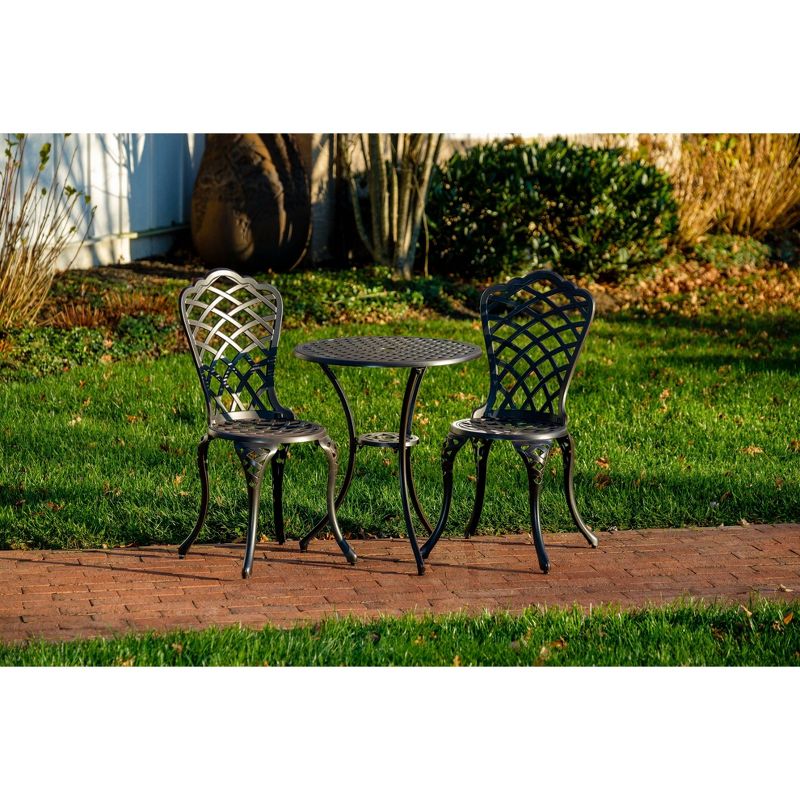 Cashel 3pc Topaz Cast Aluminum Patio Bistro Set with 24" Round Table - Alfresco Home LLC