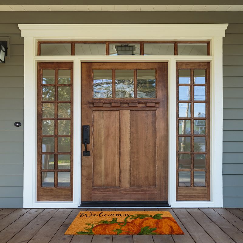 Farmhouse Living Welcome Pumpkin Coir Doormat - 18" x 30" - Natural - Elrene Home Fashions