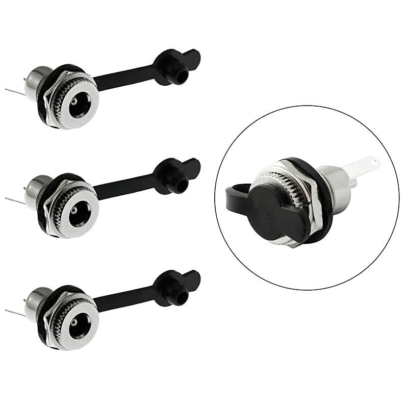 3PCS DC-099 DC Power Socket Connector with Waterproof Cover Cap,Threaded Female Panel Mounting Adapter Power Jack 5.5 x 2.1mm