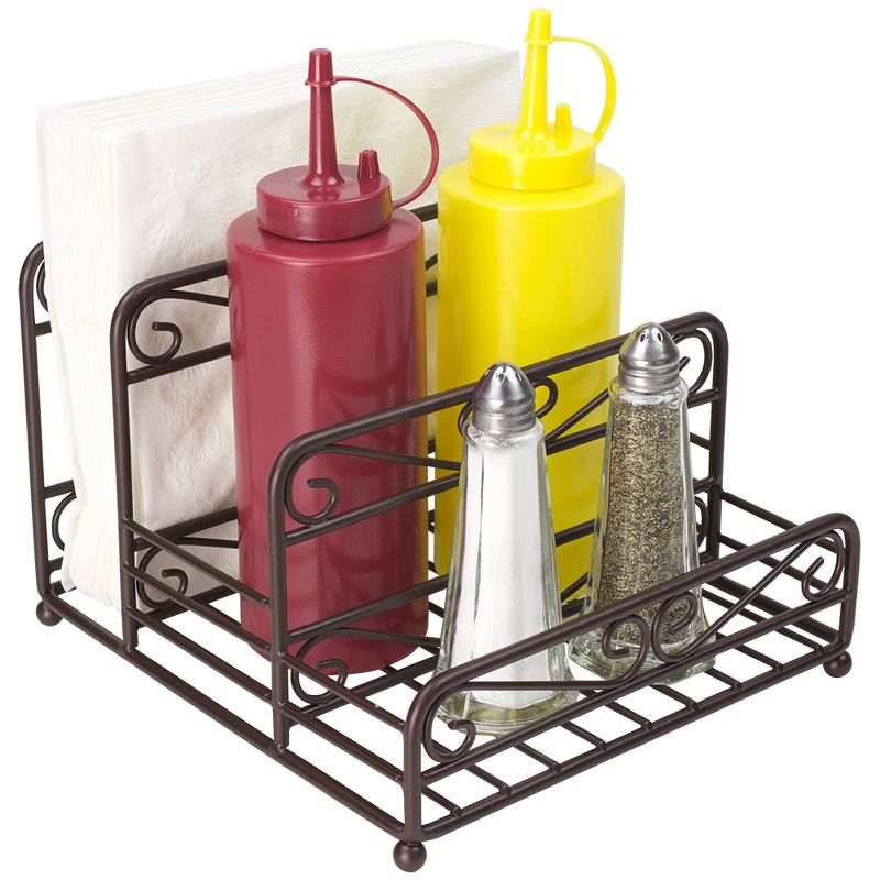Home Basics Scroll Collection Steel Salt And Pepper Napkin Caddy, Bronze