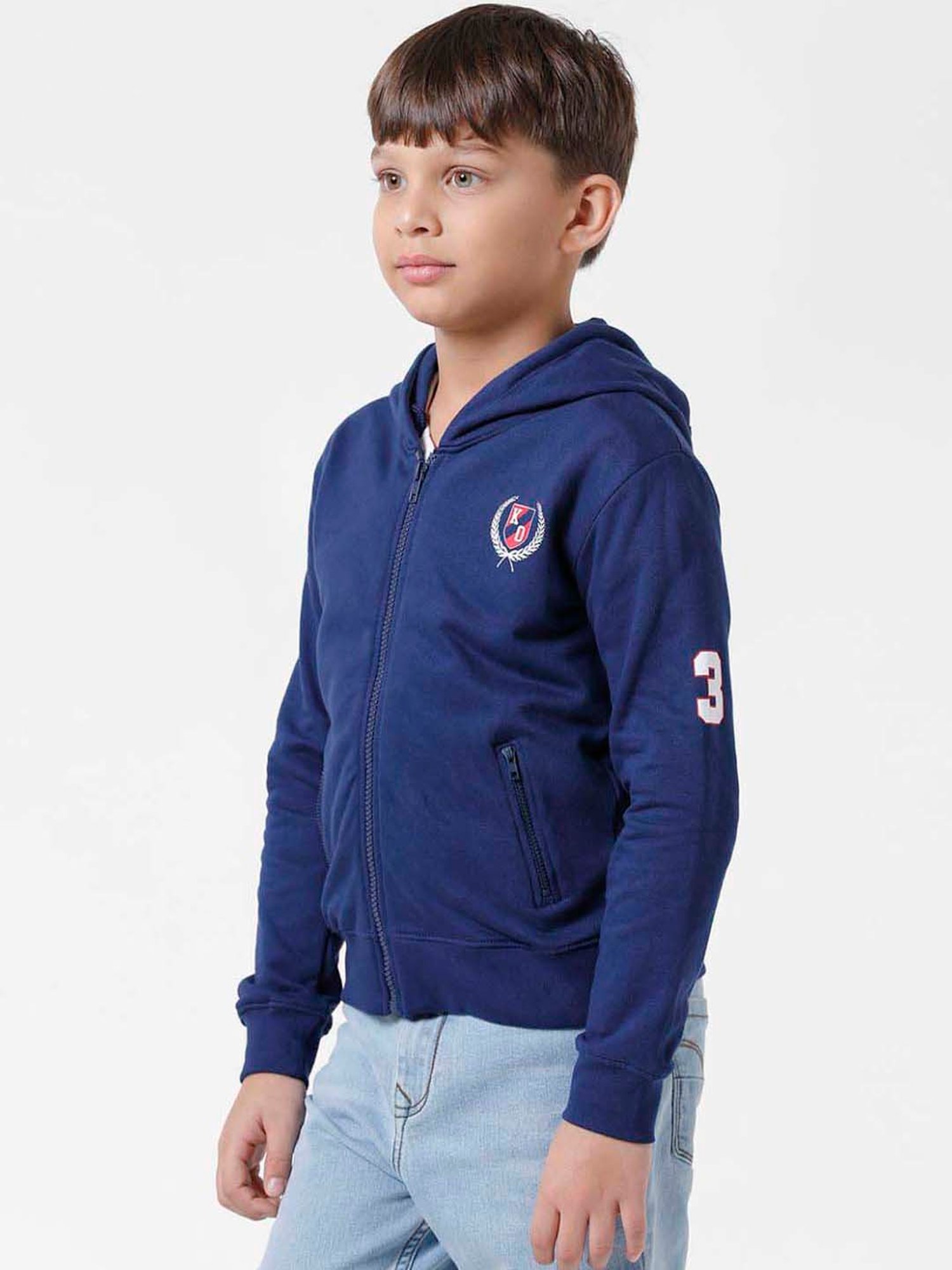 Kate & Oscar Kids Navy Cotton Printed Full Sleeves Sweatshirt