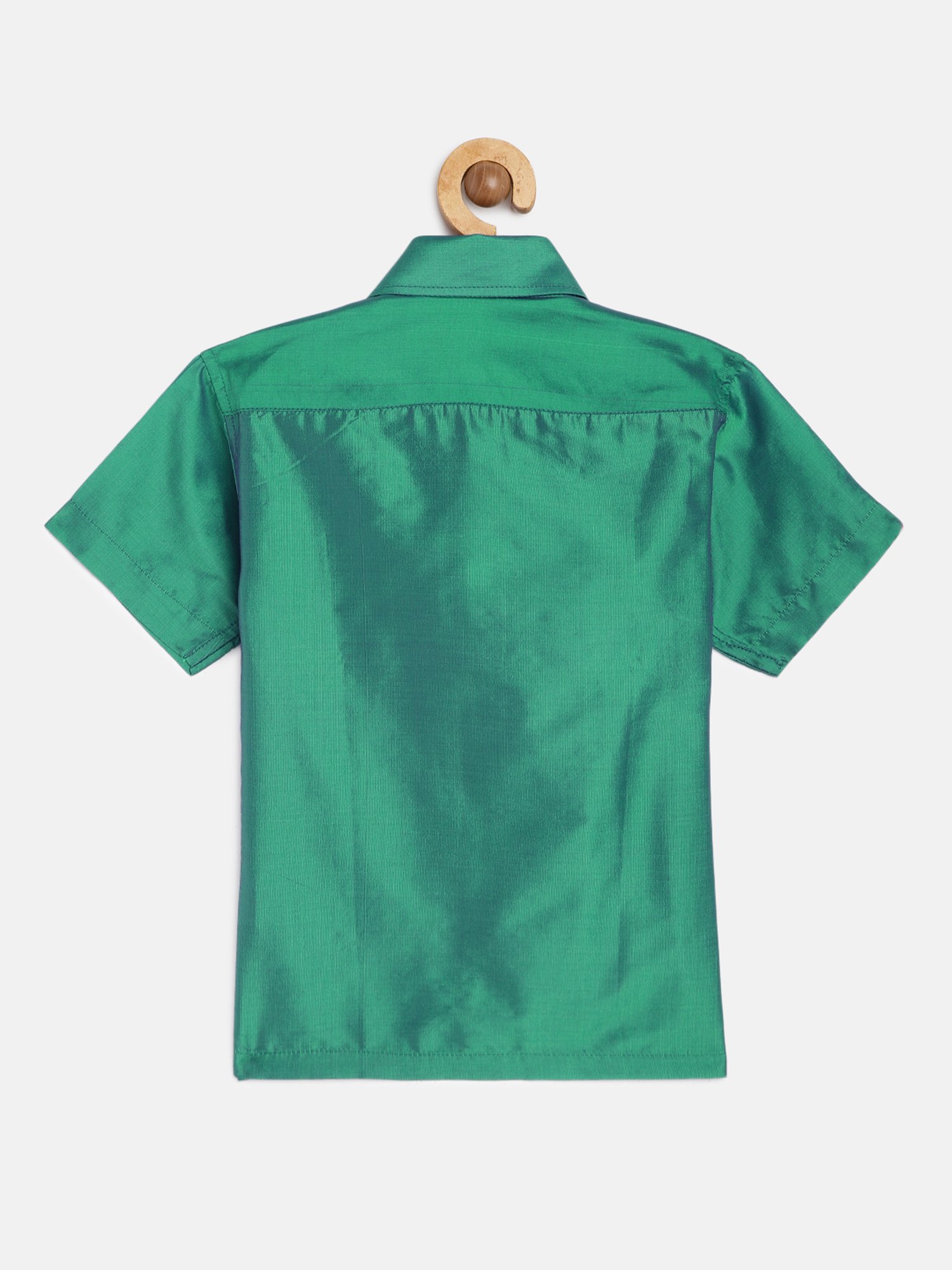 THANGAMAGAN Kids Green Solid Lining Shirt