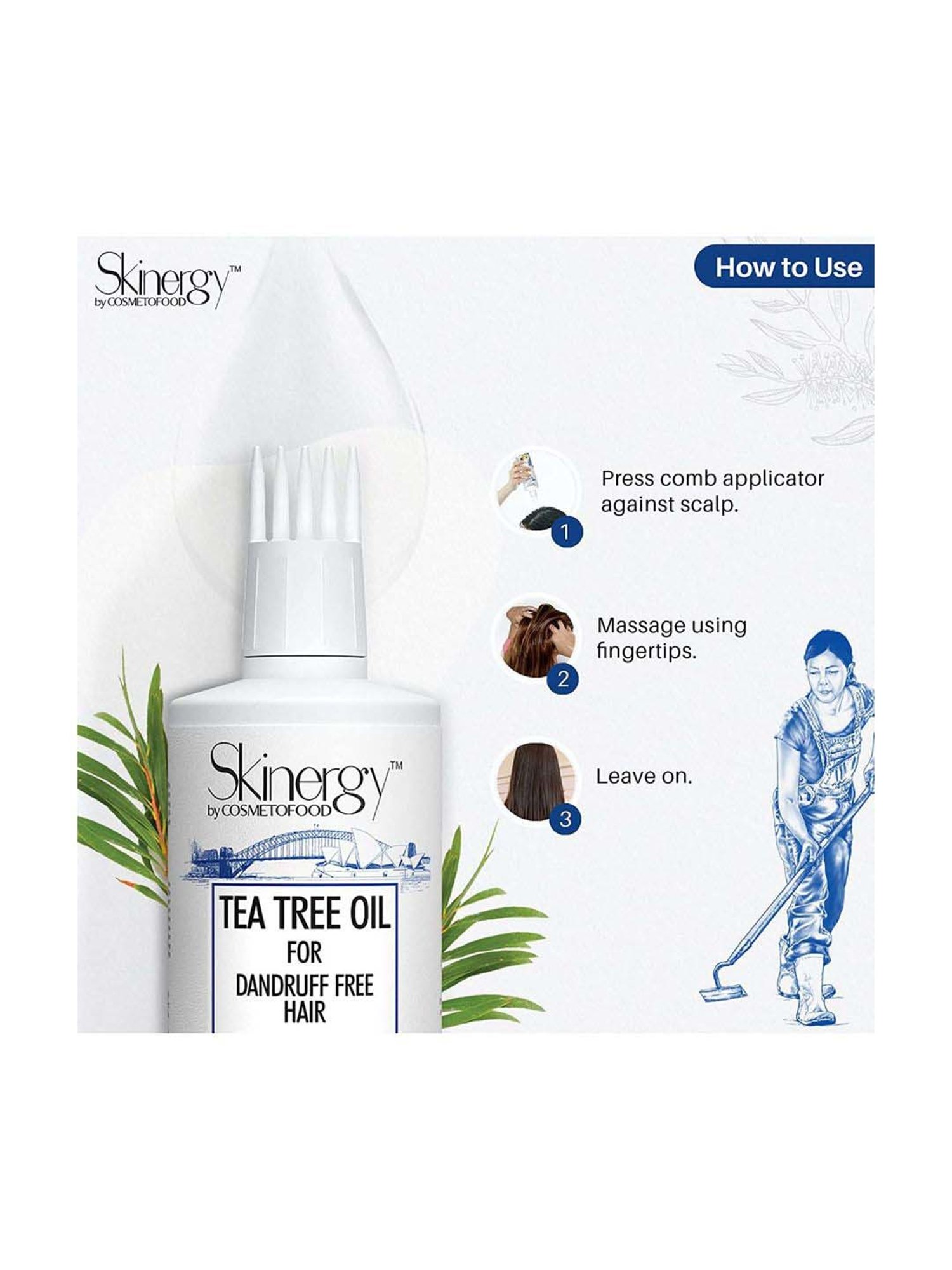 Cosmetofood Skinergy Antidandruff hair oil with Australian tea tree oil and ginger oil - 200 ml.