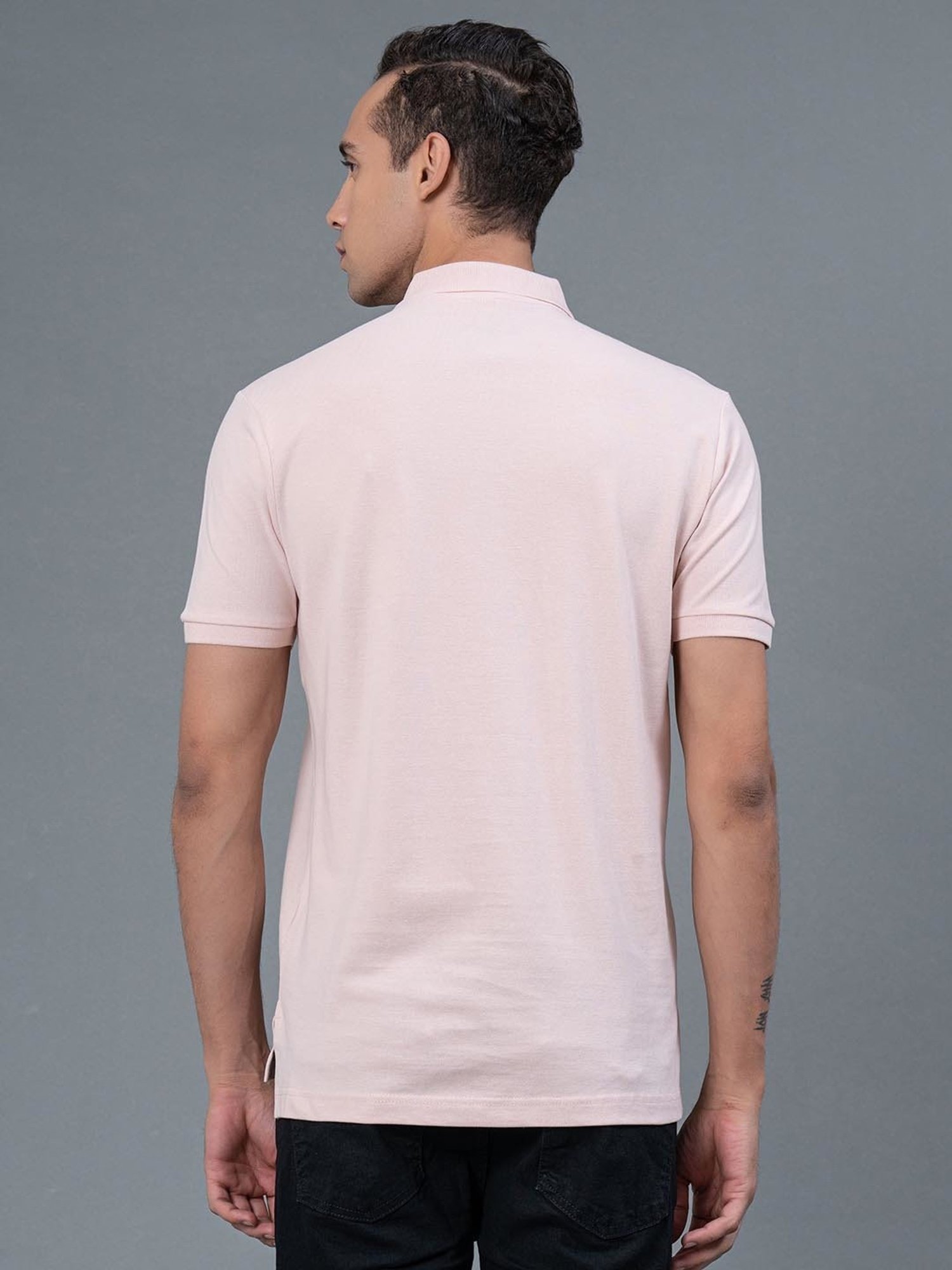 Red Tape Light Pink Regular Fit Cotton Polo T-Shirt