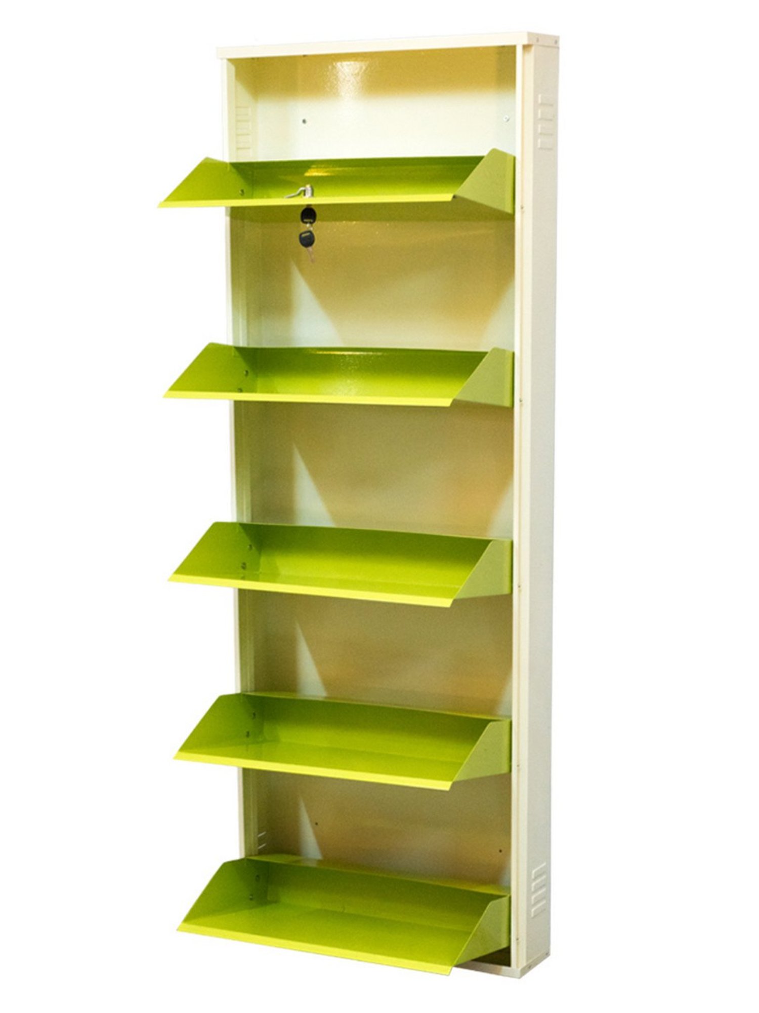 Delite Kom Metal Shoe Rack - 24" 5 Shelf, Ivory Green, PowderCoat, Wall Mount, DIY
