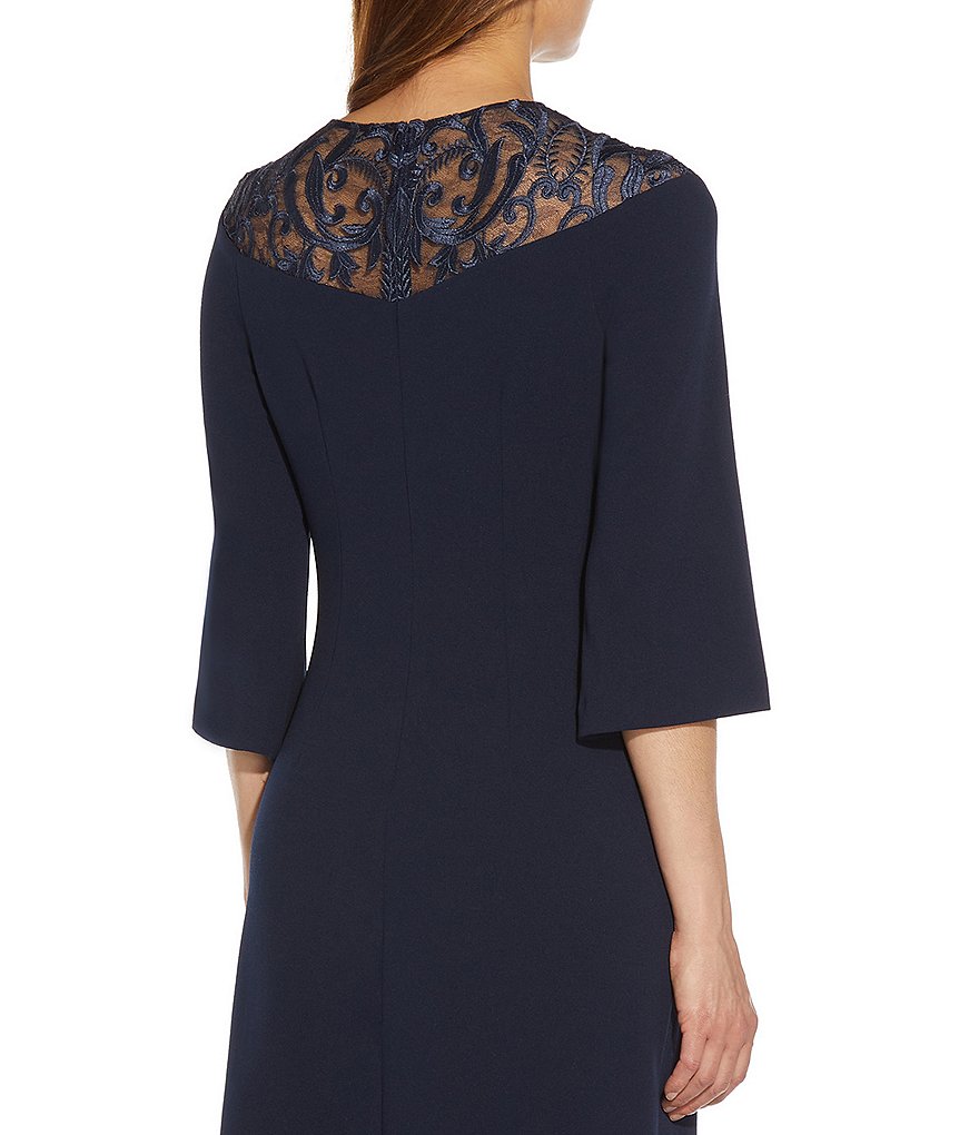 Eva Varro Floral Placement Print Knit Jersey Reversible to Solid Black Sheath Dress