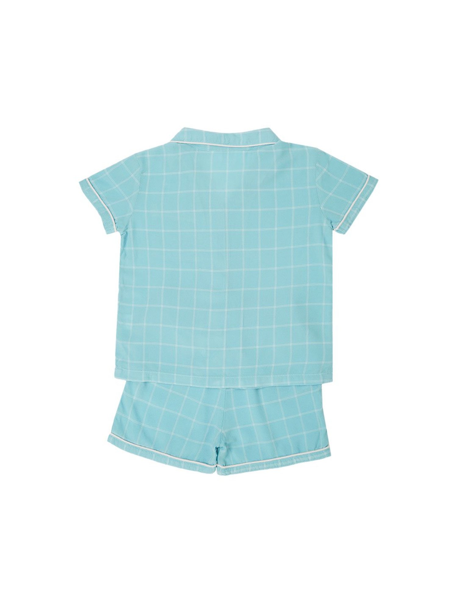 Mystere Paris Girls Blue Checks Shirt with Shorts