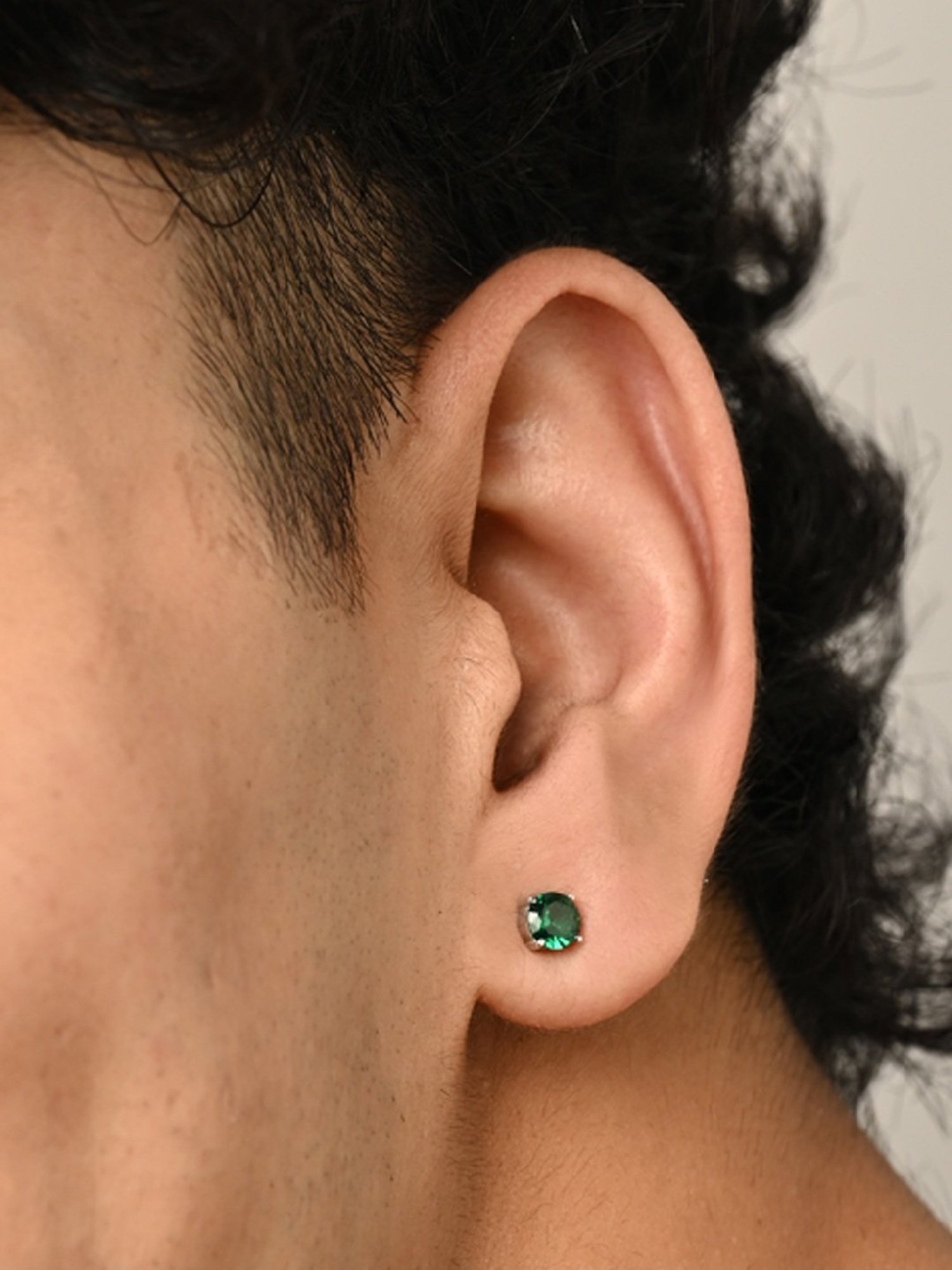 Clara 925 Sterling Silver Green Stud Earring Gift for Men