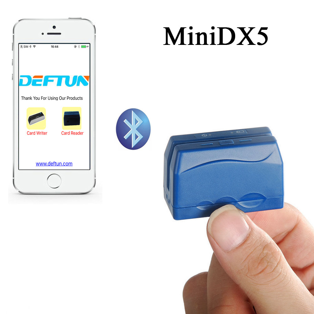 Deftun MiniDX5 Bluetooth Wireless Magnetic Credit Card Reader Data Collector for iPhone, iPad and Android