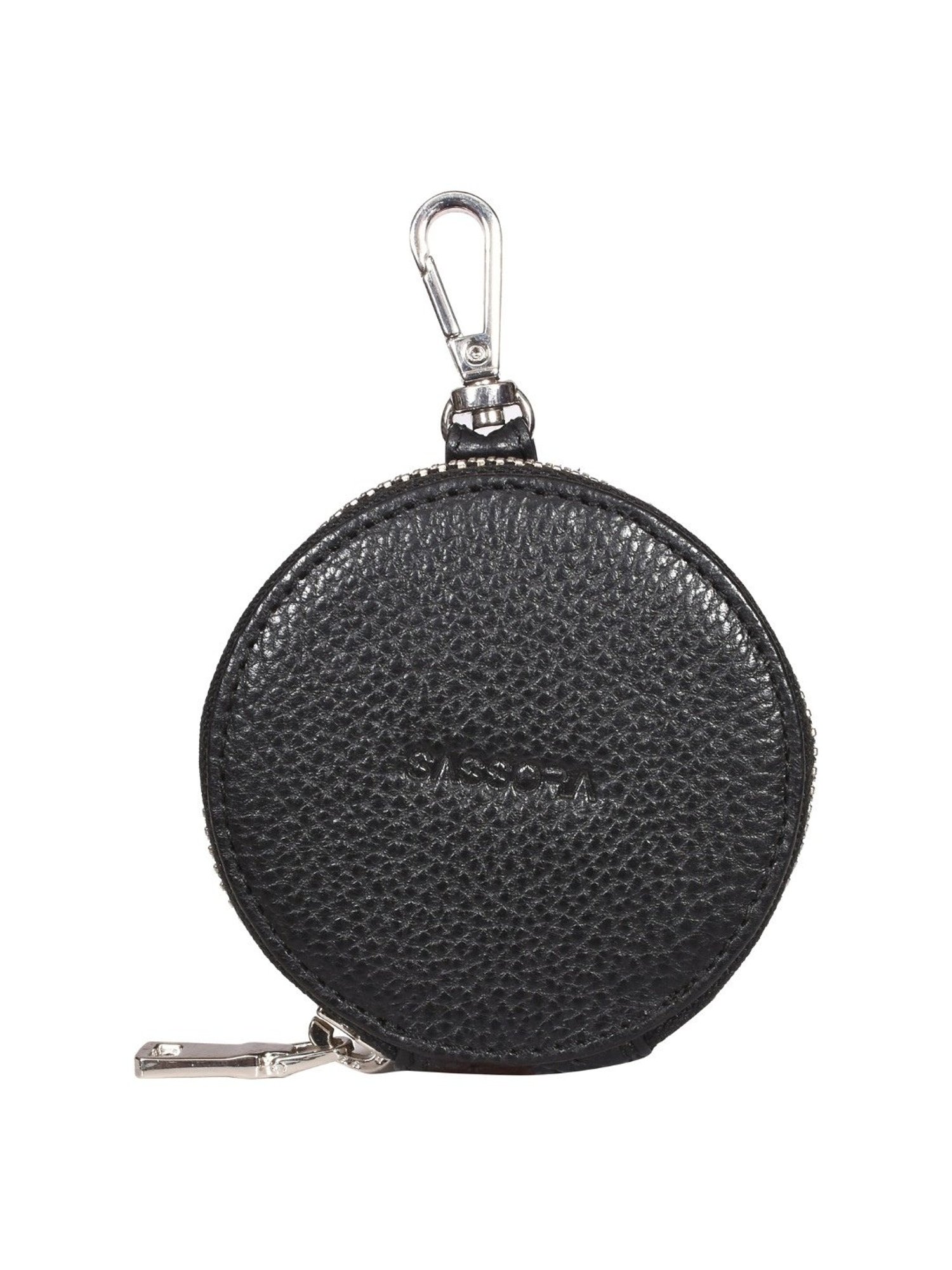 SASSORA QIU Black Leather Textured Pouch