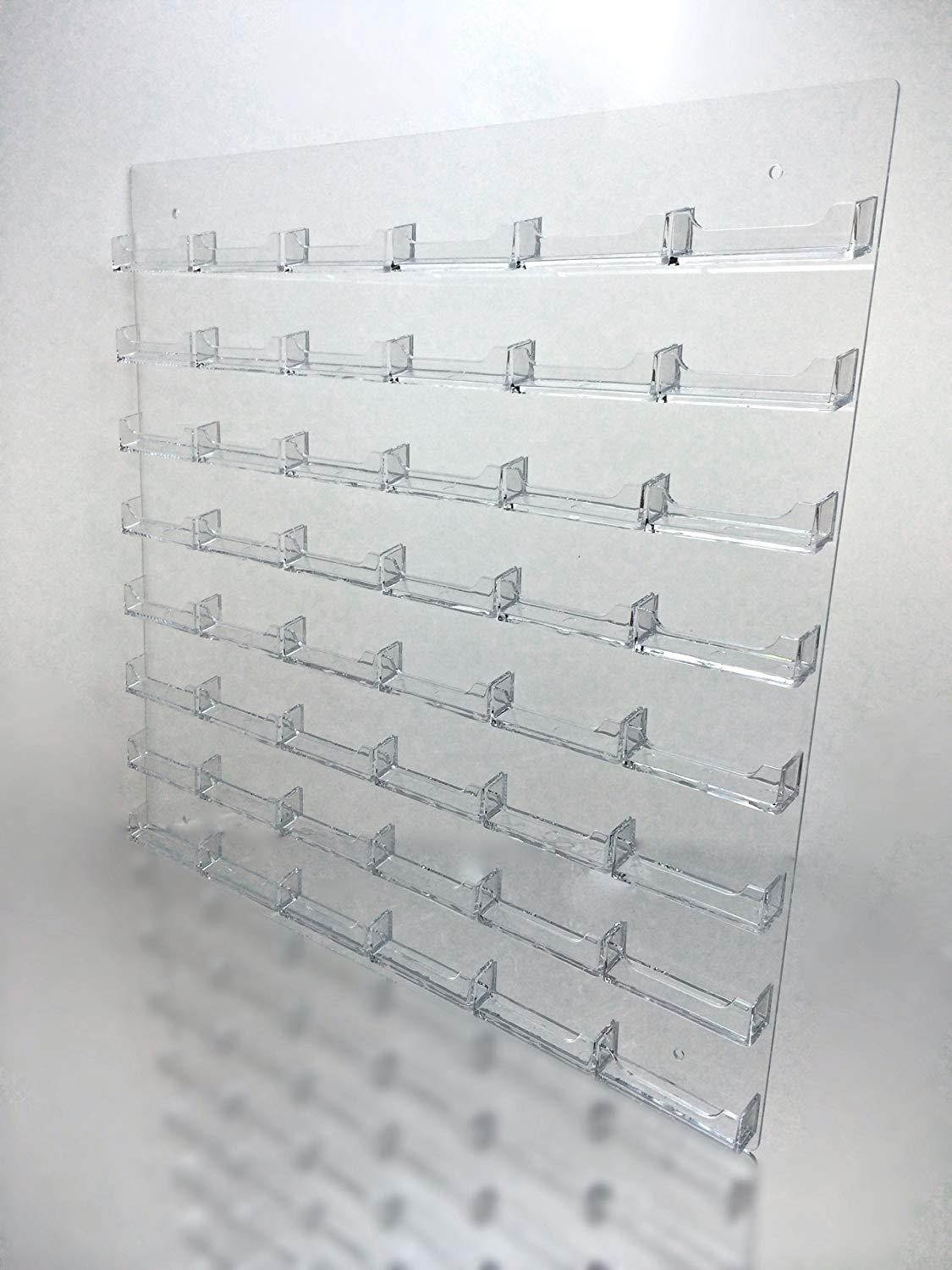 Marketing Holders Multi Pocket Wall Mount Business Card Holder Rack Acrylic White, 48 Pockets