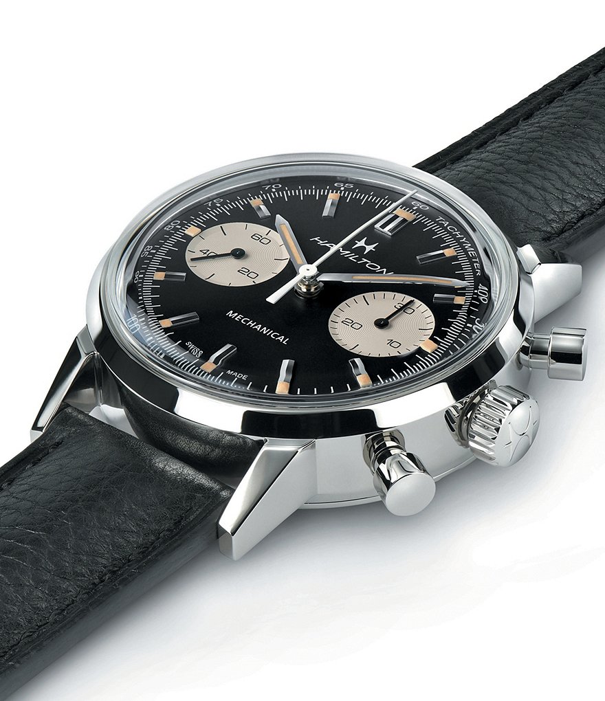 Hamilton American Classic Intra-Matic Chronograph Leather Strap Bracelet Watch