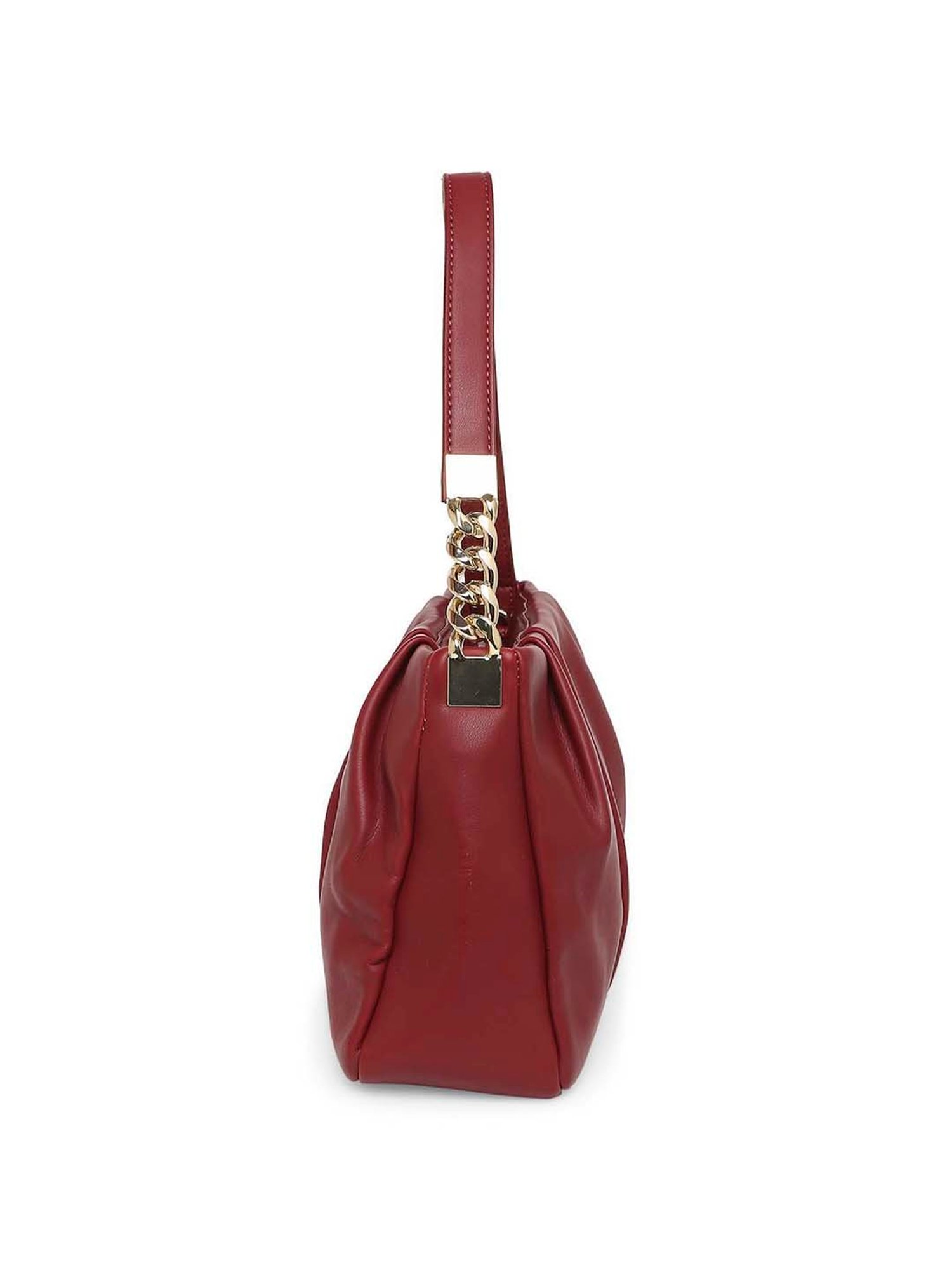 Marina Galanti Red Textured Medium Baguette Bag