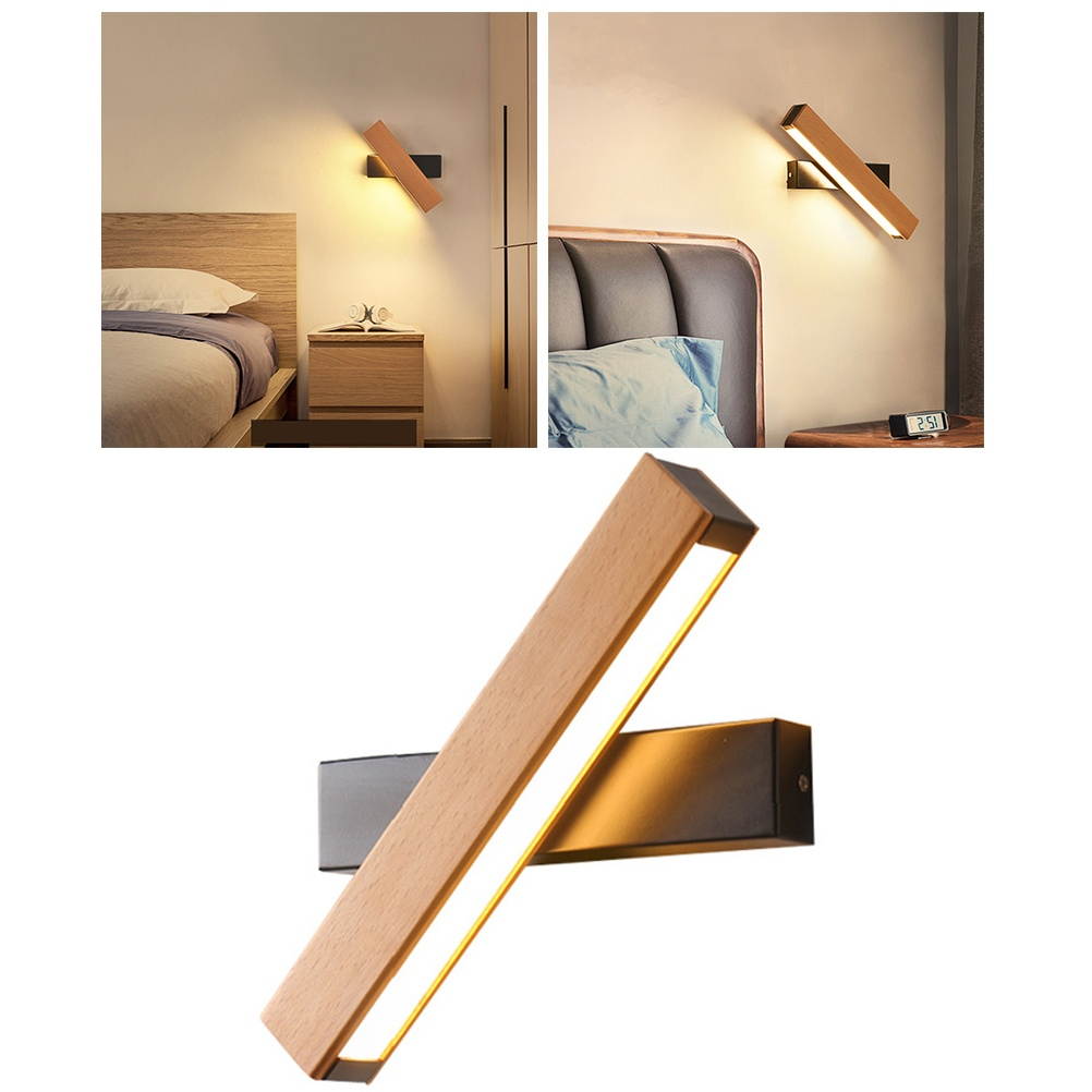 31cm Nordic Modern Minimalist Bedside Wall Lamp Rotatable LED Bedroom Creative Lighting Wall Lamp Warm Aisle Lamps -Warm Light (Black)