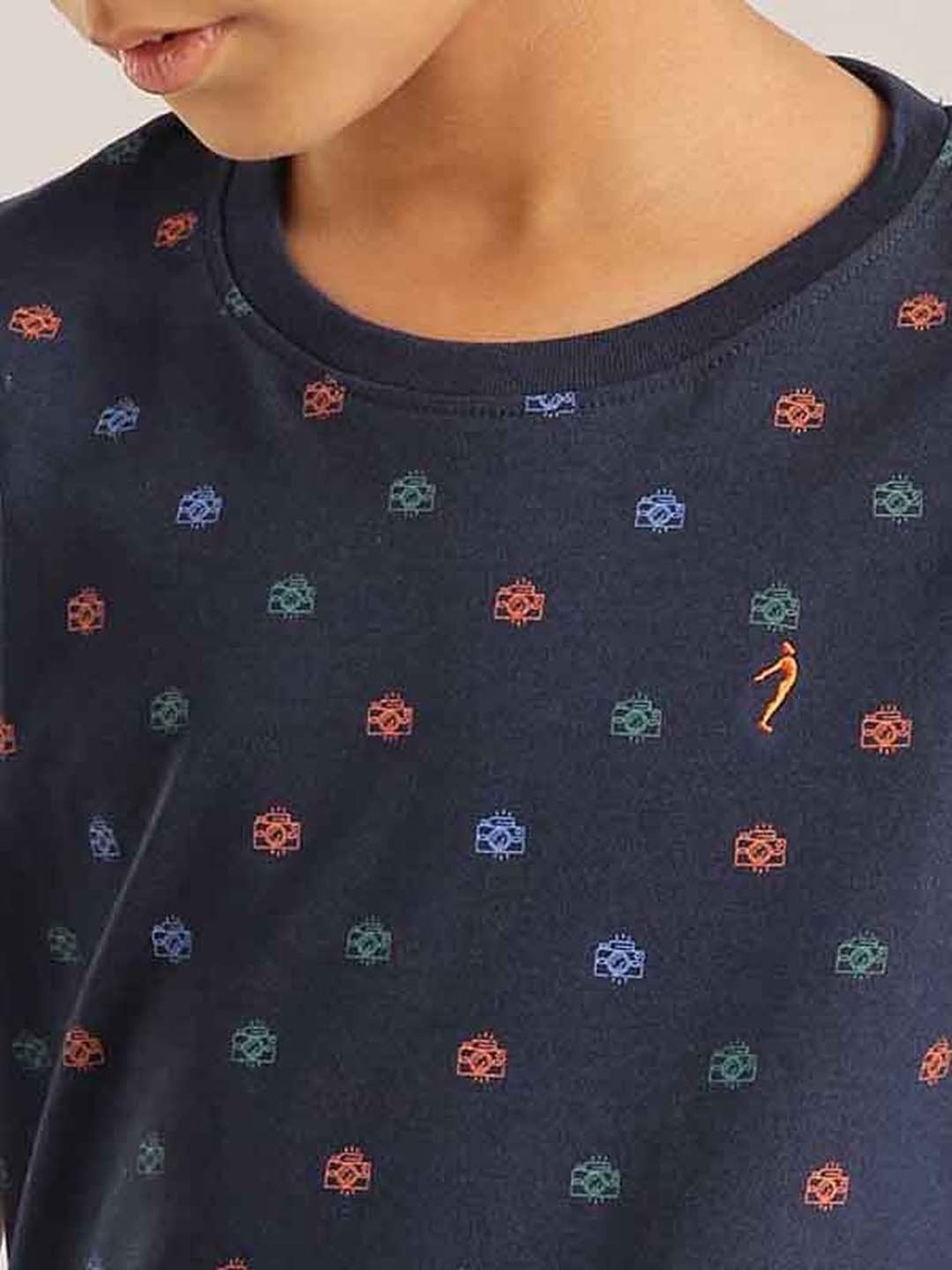 Indian Terrain Kids Blue Cotton Printed T-Shirt