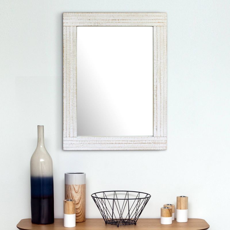 Rectangle Worn Wood Decorative Wall Mirror White - Stonebriar Collection
