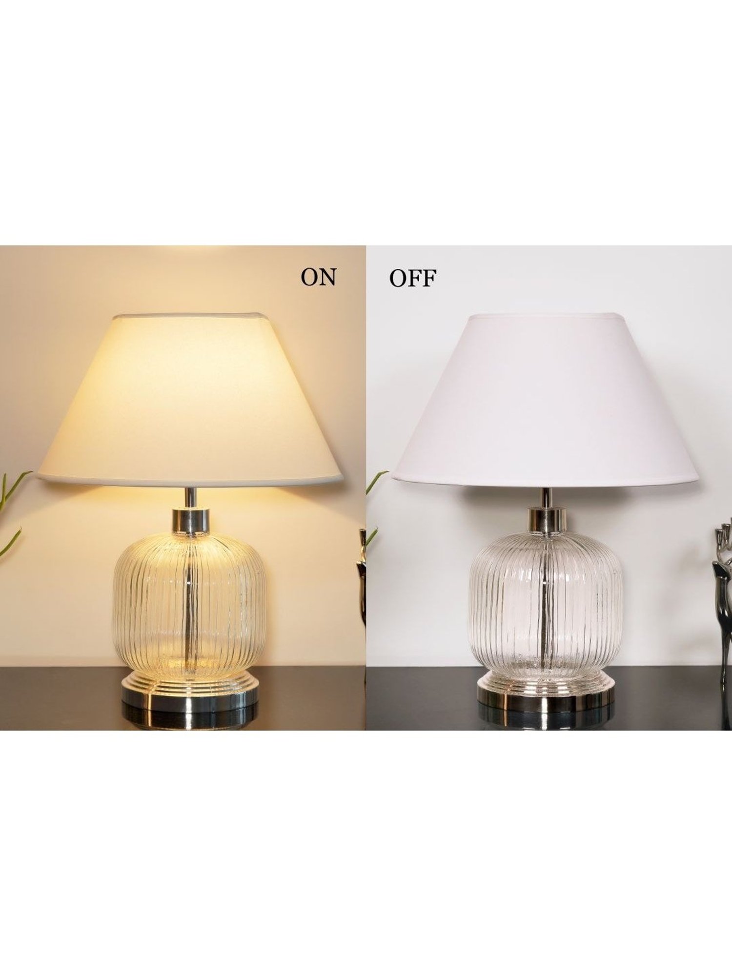 Kapoor Lamp Shades Transparent & White Glass Demarius Finish Table Lamp