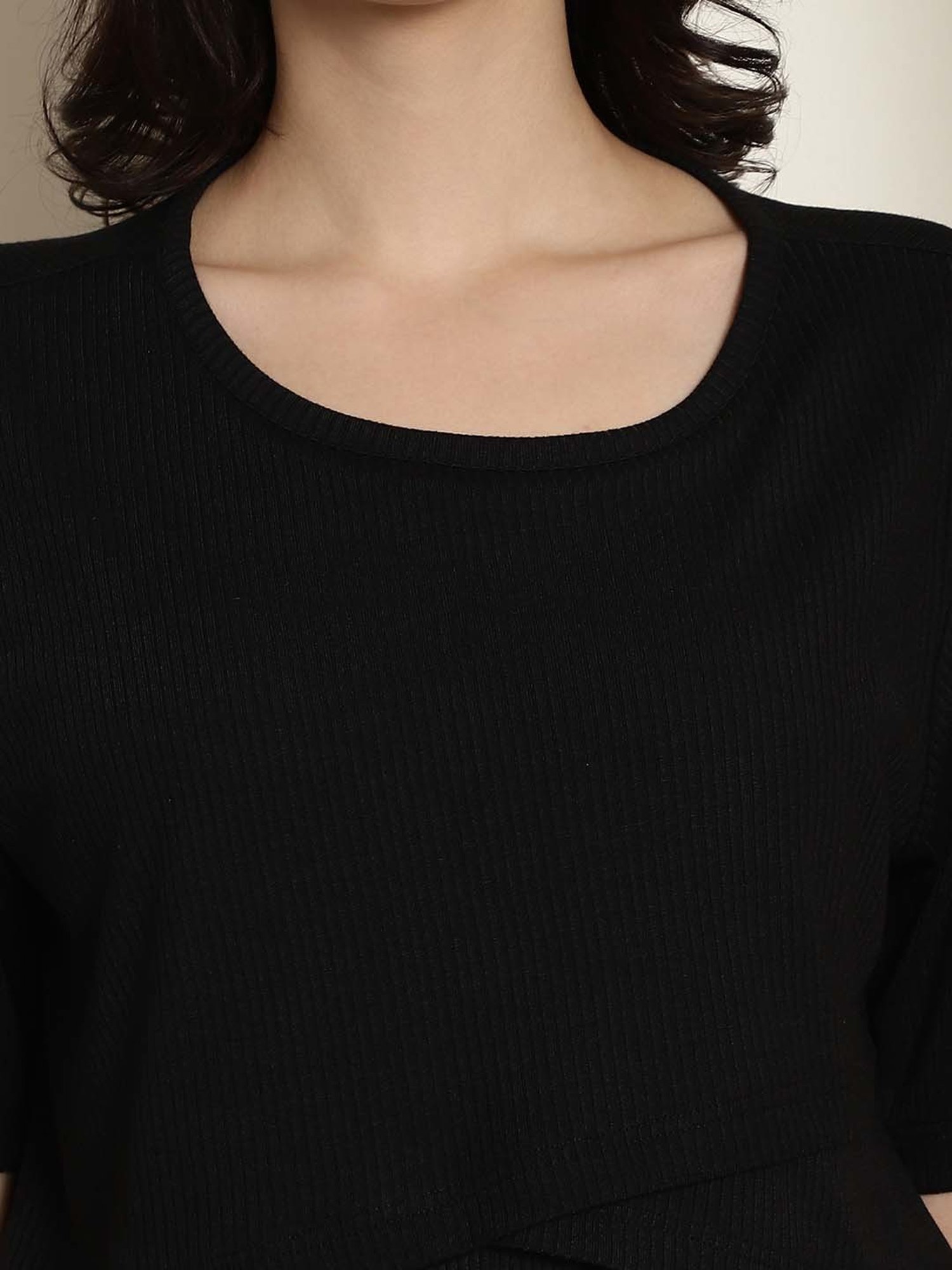 Secret Wish Black Maternity Nursing Top