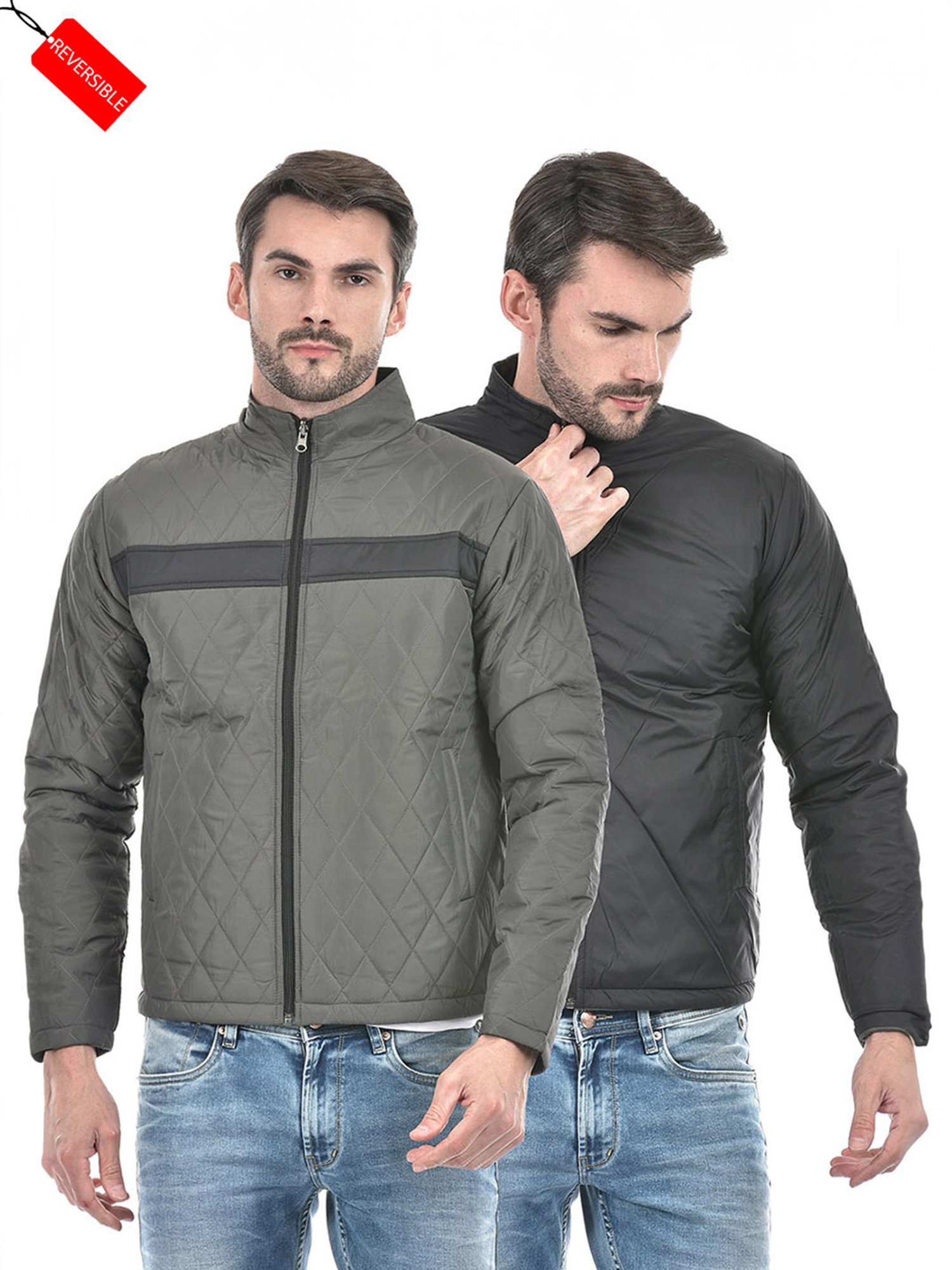 Integriti Grey & Black Regular Fit Reversible Jacket
