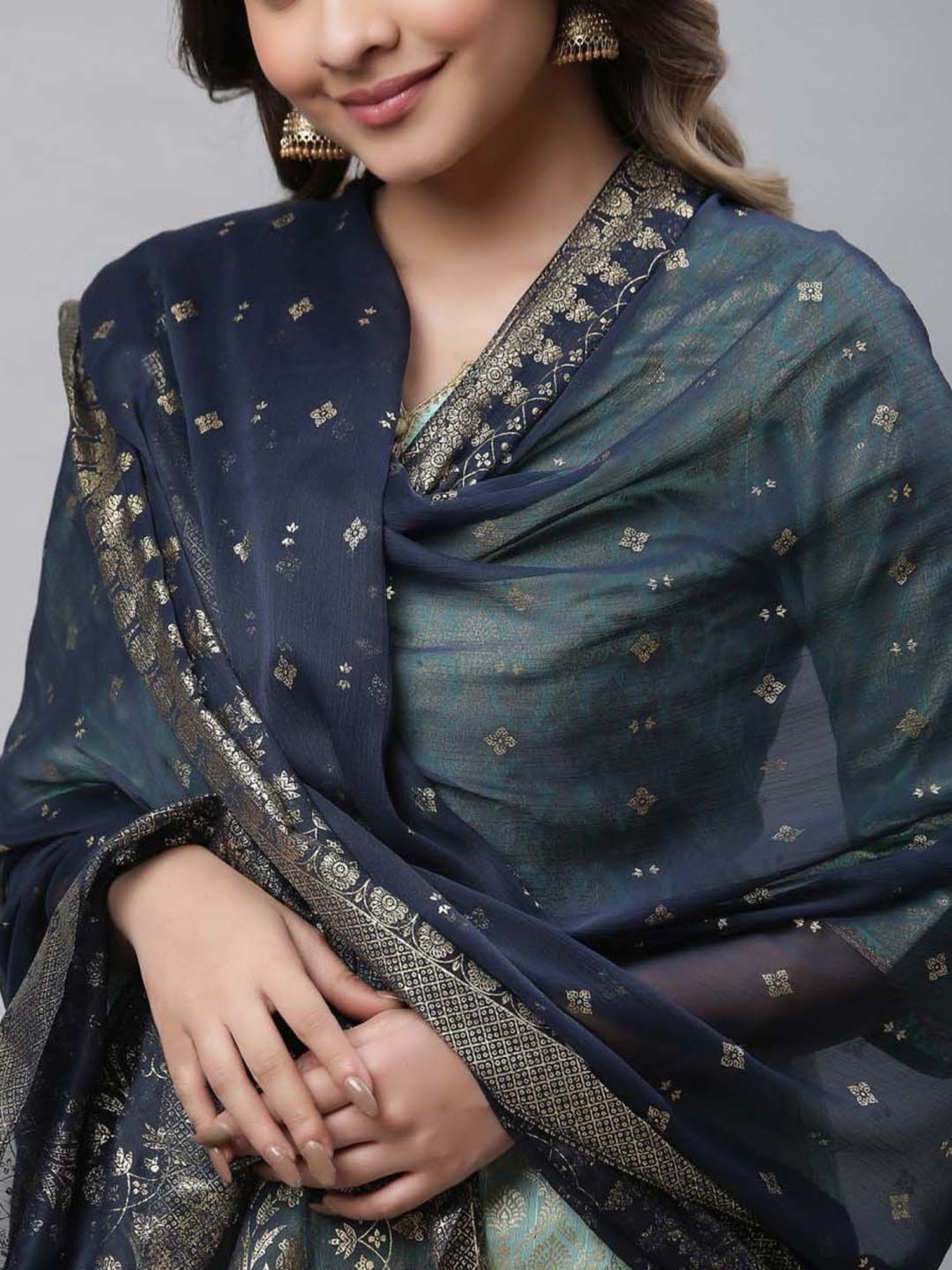 Aurelia Navy Printed Dupatta